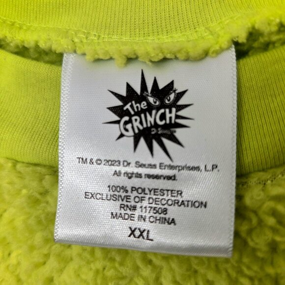 Grinch Fuzzy Fleece Sweater Womens XXL Christmas Sherpa Sweatshirt Pullover 1X - Picture 4 of 7